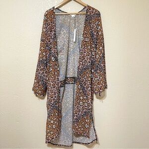 Sole Society Animal Print Open Front Kimono One Size